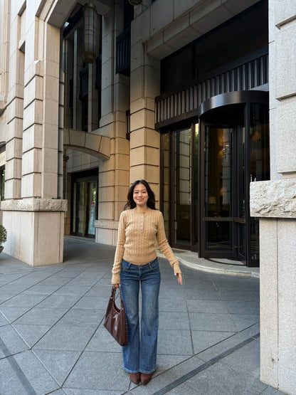 冬季🧸🧣麻花圓領半扣貼身針織毛衣❄️
