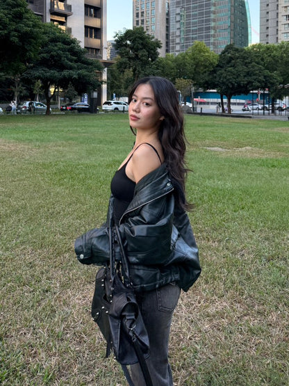 𝟐𝟎𝟎𝟎𝐬 𝐟𝐚𝐮𝐱-𝐥𝐞𝐚𝐭𝐡𝐞𝐫 𝐛𝐚𝐝𝐝𝐢𝐞 𝐣𝐚𝐜𝐤𝐞𝐭 🖤🎱