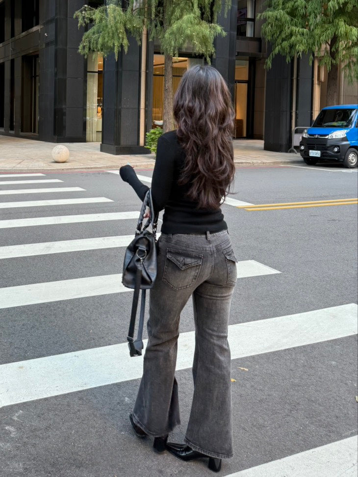 𝐆𝐫𝐮𝐧𝐠𝐞 𝐠𝐫𝐞𝐲 𝐟𝐥𝐚𝐫𝐞 𝐣𝐞𝐚𝐧𝐬 🖤