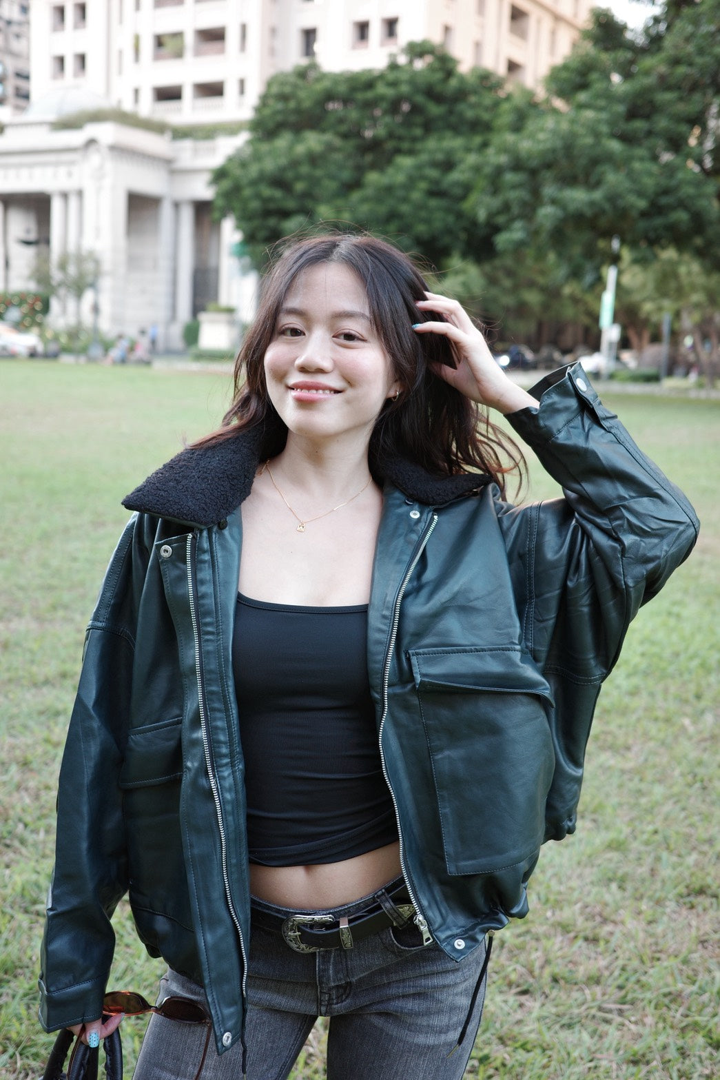 𝟐𝟎𝟎𝟎𝐬 𝐟𝐚𝐮𝐱-𝐥𝐞𝐚𝐭𝐡𝐞𝐫 𝐛𝐚𝐝𝐝𝐢𝐞 𝐣𝐚𝐜𝐤𝐞𝐭 🖤🎱