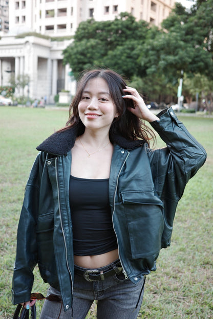 𝟐𝟎𝟎𝟎𝐬 𝐟𝐚𝐮𝐱-𝐥𝐞𝐚𝐭𝐡𝐞𝐫 𝐛𝐚𝐝𝐝𝐢𝐞 𝐣𝐚𝐜𝐤𝐞𝐭 🖤🎱