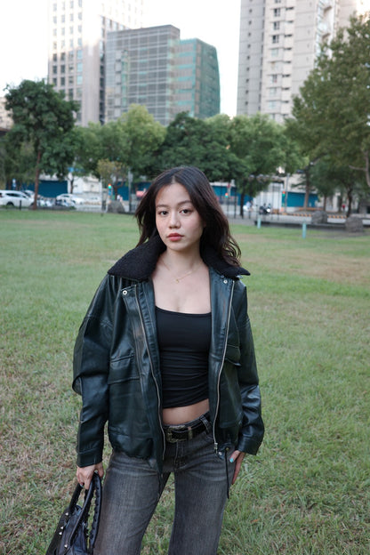 𝟐𝟎𝟎𝟎𝐬 𝐟𝐚𝐮𝐱-𝐥𝐞𝐚𝐭𝐡𝐞𝐫 𝐛𝐚𝐝𝐝𝐢𝐞 𝐣𝐚𝐜𝐤𝐞𝐭 🖤🎱