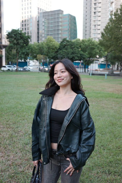 𝟐𝟎𝟎𝟎𝐬 𝐟𝐚𝐮𝐱-𝐥𝐞𝐚𝐭𝐡𝐞𝐫 𝐛𝐚𝐝𝐝𝐢𝐞 𝐣𝐚𝐜𝐤𝐞𝐭 🖤🎱