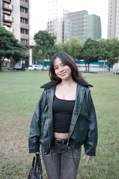 𝟐𝟎𝟎𝟎𝐬 𝐟𝐚𝐮𝐱-𝐥𝐞𝐚𝐭𝐡𝐞𝐫 𝐛𝐚𝐝𝐝𝐢𝐞 𝐣𝐚𝐜𝐤𝐞𝐭 🖤🎱