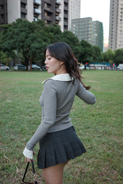 本期大必買!!📰🩶學院風𝐏𝐨𝐥𝐨領假兩件𝐊𝐧𝐢𝐭 𝐭𝐨𝐩🧶📖