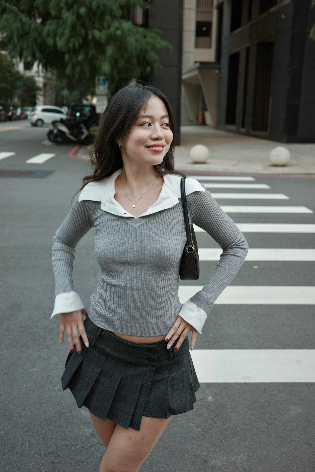 本期大必買!!📰🩶學院風𝐏𝐨𝐥𝐨領假兩件𝐊𝐧𝐢𝐭 𝐭𝐨𝐩🧶📖