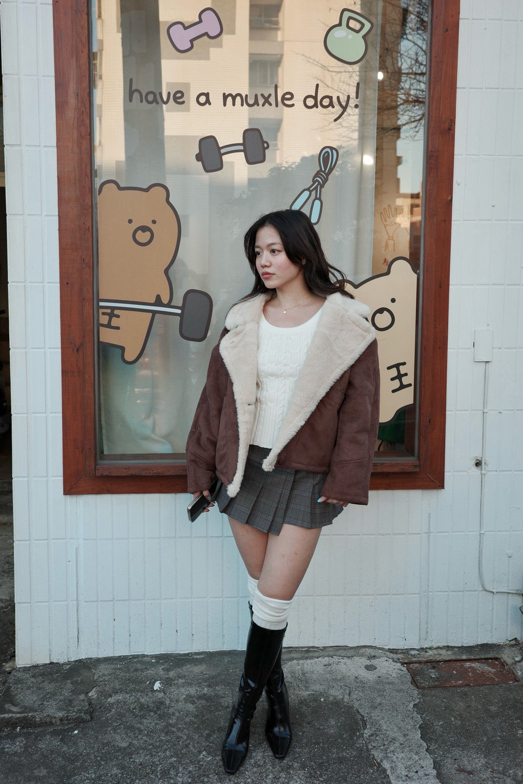 🐑𝐛𝐫𝐨𝐰𝐧 麂皮翻領毛毛𝐟𝐥𝐞𝐞𝐜𝐞 𝐣𝐚𝐜𝐤𝐞𝐭 🤎❄