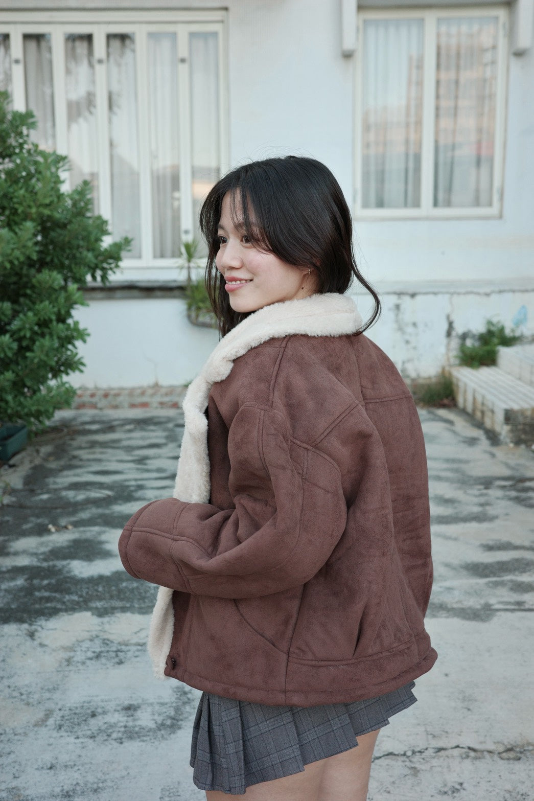 🐑𝐛𝐫𝐨𝐰𝐧 麂皮翻領毛毛𝐟𝐥𝐞𝐞𝐜𝐞 𝐣𝐚𝐜𝐤𝐞𝐭 🤎❄