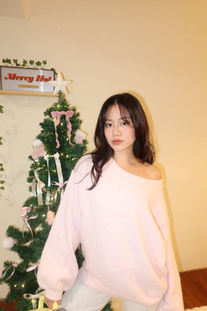本期大必買!⭐微斜肩慵懶大毛衣𝐏𝐢𝐧𝐤 𝐒𝐧𝐨𝐰𝐟𝐚𝐥𝐥 🎀❄️