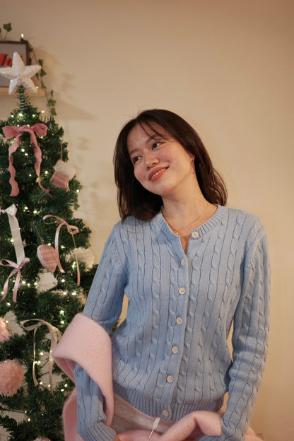 𝐅𝐫𝐨𝐬𝐭𝐲 𝐁𝐥𝐮𝐞 🩵❄️麻花排扣上衣