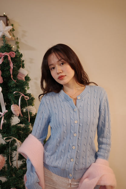 𝐅𝐫𝐨𝐬𝐭𝐲 𝐁𝐥𝐮𝐞 🩵❄️麻花排扣上衣