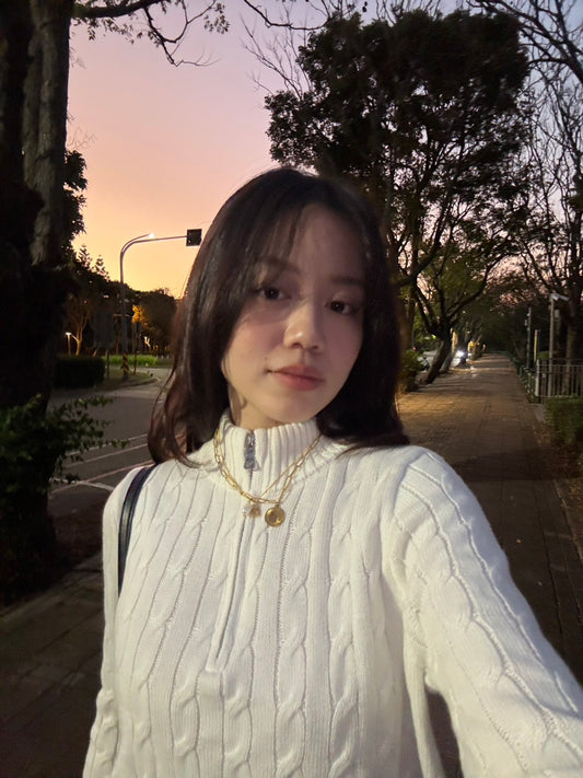 立領半拉鏈 學院風Cable Knit Snow White🤍❄️