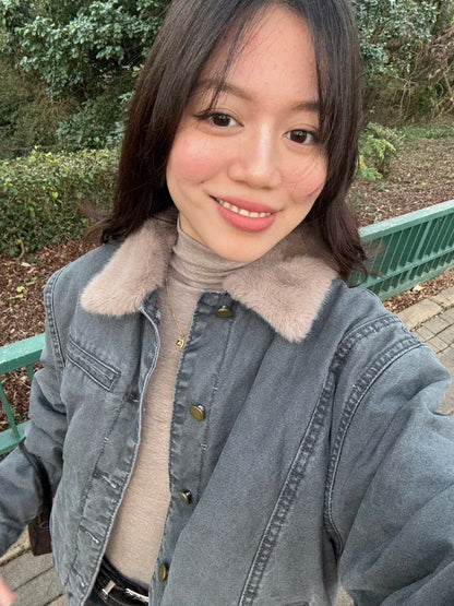 厚外系列!🧸🎱𝐂𝐢𝐭𝐲 𝐂𝐨𝐳𝐲 煙灰色翻領毛毛 𝐉𝐚𝐜𝐤𝐞𝐭