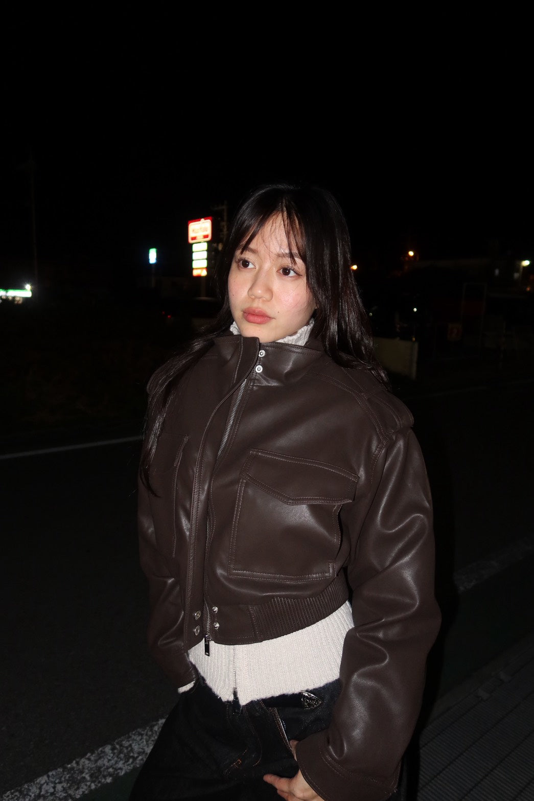 本期必買🤎𝐒𝐨𝐟𝐭 𝐥𝐞𝐚𝐭𝐡𝐞𝐫 短版雙拉鏈霧面立領騎士皮外🏍️🧸