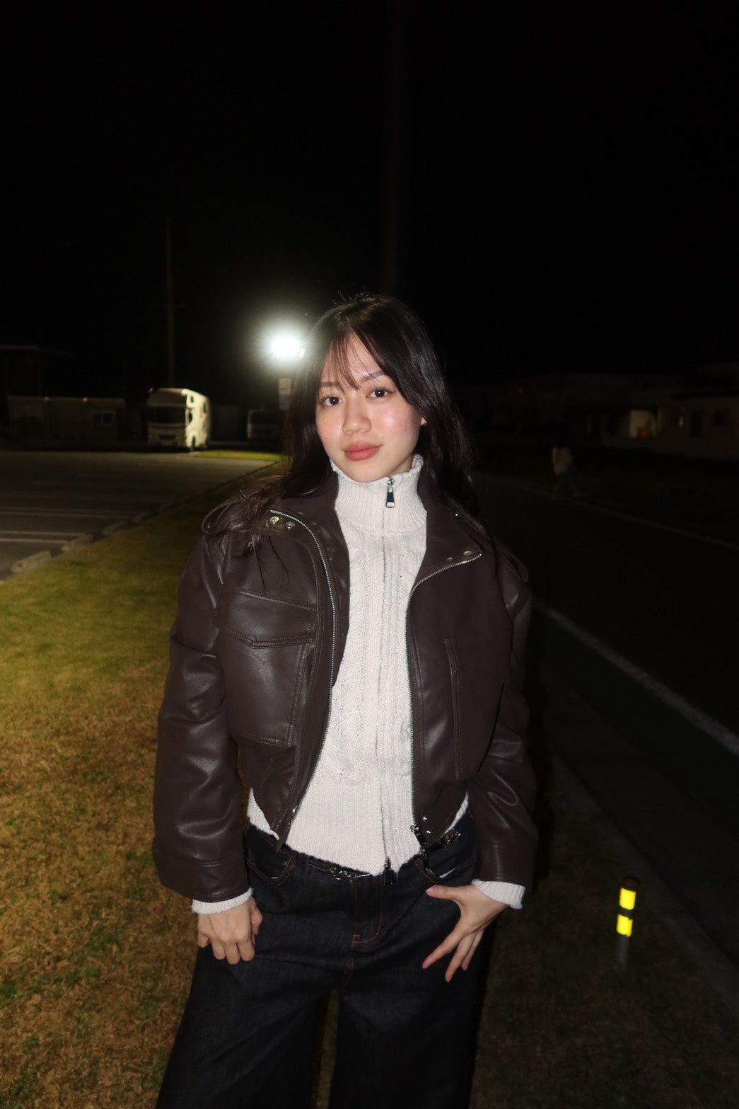 本期必買🤎𝐒𝐨𝐟𝐭 𝐥𝐞𝐚𝐭𝐡𝐞𝐫 短版雙拉鏈霧面立領騎士皮外🏍️🧸