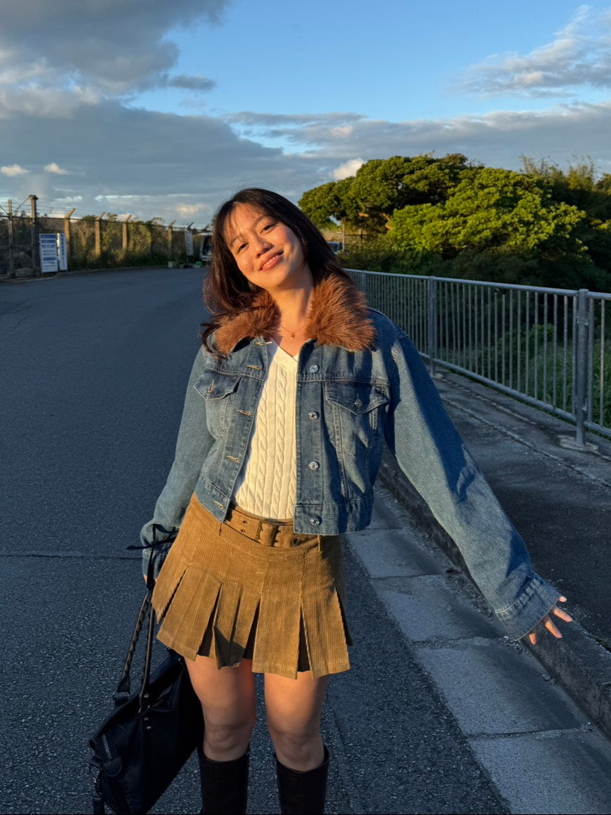🧸𝟐𝟎𝟎𝟎𝐬牛仔短版千金𝐟𝐮𝐫 𝐣𝐚𝐜𝐤𝐞𝐭🎀