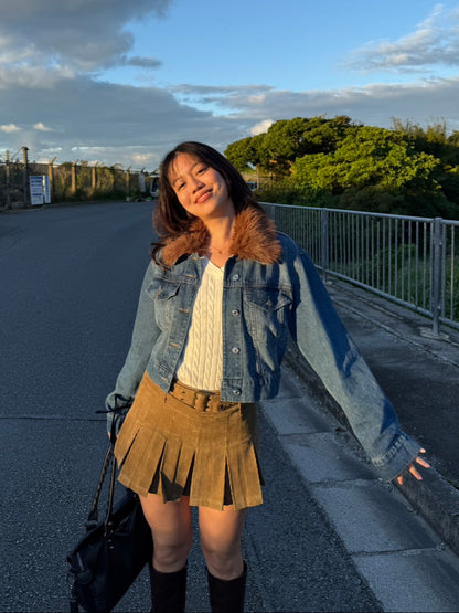 🧸𝟐𝟎𝟎𝟎𝐬牛仔短版千金𝐟𝐮𝐫 𝐣𝐚𝐜𝐤𝐞𝐭🎀