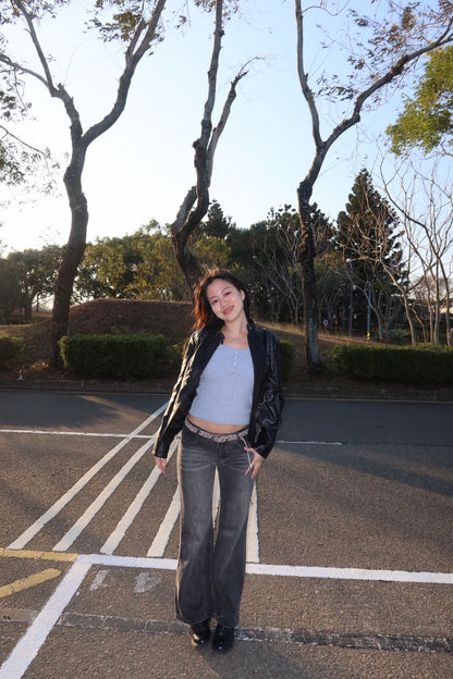 𝟐𝟎𝟎𝟎𝐬 𝐒𝐥𝐢𝐦 𝐰𝐚𝐢𝐬𝐭 𝐥𝐞𝐚𝐭𝐡𝐞𝐫 𝐣𝐚𝐜𝐤𝐞𝐭 🖤🏍️