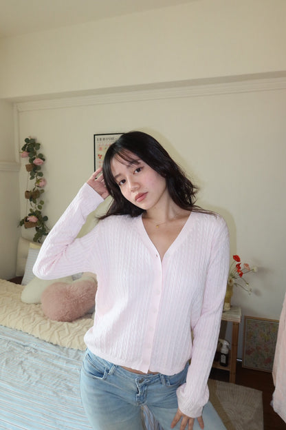 𝐒𝐨𝐟𝐭 𝐠𝐢𝐫𝐥 𝐛𝐚𝐛𝐲 𝐩𝐢𝐧𝐤 麻花針織小外套🩰🧁