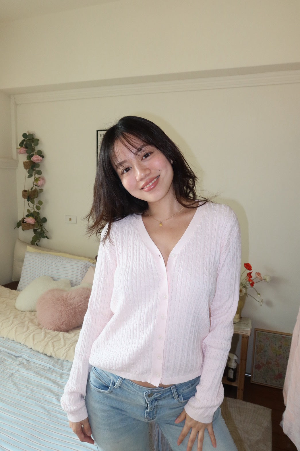 𝐒𝐨𝐟𝐭 𝐠𝐢𝐫𝐥 𝐛𝐚𝐛𝐲 𝐩𝐢𝐧𝐤 麻花針織小外套🩰🧁