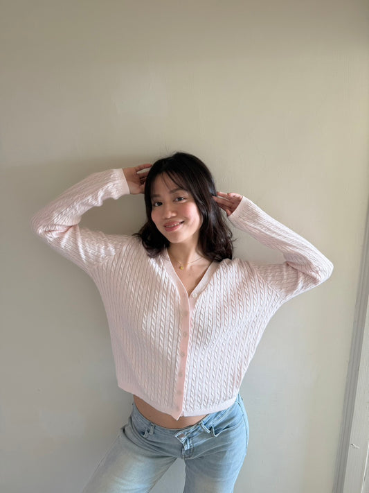 𝐒𝐨𝐟𝐭 𝐠𝐢𝐫𝐥 𝐛𝐚𝐛𝐲 𝐩𝐢𝐧𝐤 麻花針織小外套🩰🧁