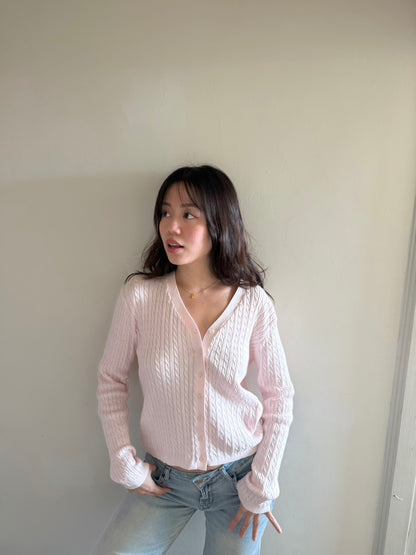 𝐒𝐨𝐟𝐭 𝐠𝐢𝐫𝐥 𝐛𝐚𝐛𝐲 𝐩𝐢𝐧𝐤 麻花針織小外套🩰🧁