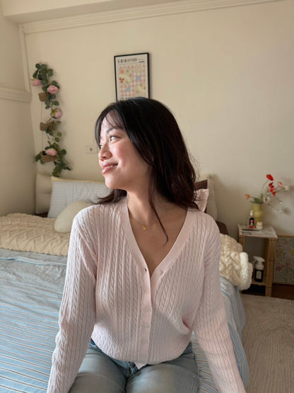 𝐒𝐨𝐟𝐭 𝐠𝐢𝐫𝐥 𝐛𝐚𝐛𝐲 𝐩𝐢𝐧𝐤 麻花針織小外套🩰🧁