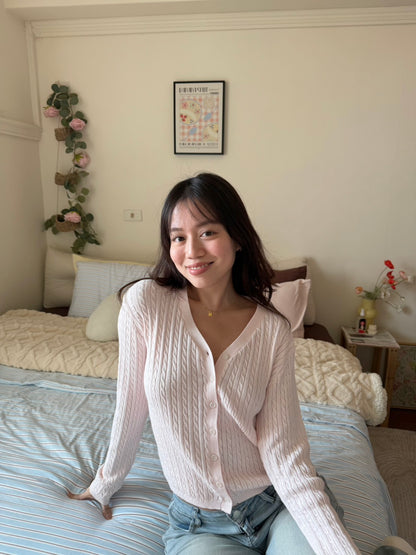 𝐒𝐨𝐟𝐭 𝐠𝐢𝐫𝐥 𝐛𝐚𝐛𝐲 𝐩𝐢𝐧𝐤 麻花針織小外套🩰🧁