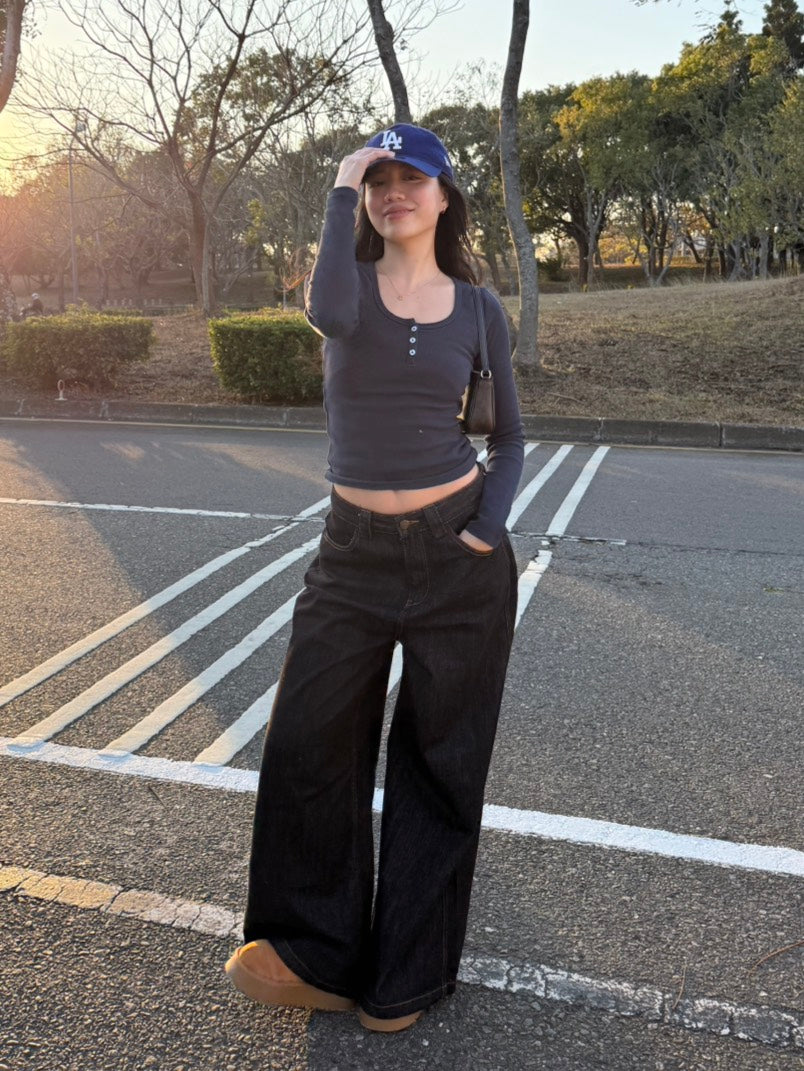 必買!👖⭐️深黑藍色低腰寬鬆𝐛𝐚𝐠𝐠𝐲 𝐣𝐞𝐚𝐧𝐬 🎱