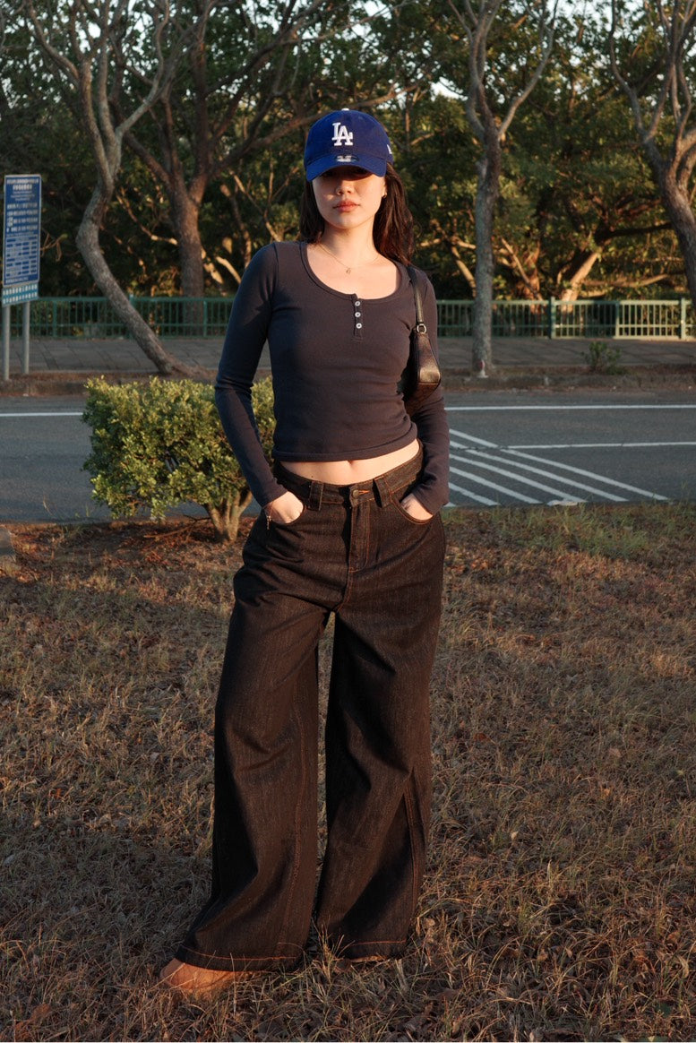 必買!👖⭐️深黑藍色低腰寬鬆𝐛𝐚𝐠𝐠𝐲 𝐣𝐞𝐚𝐧𝐬 🎱