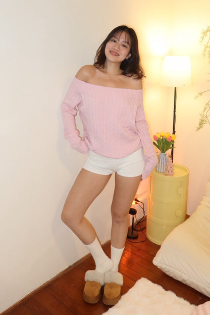 𝐌𝐮𝐬𝐭 𝐛𝐮𝐲! 𝐎𝐟𝐟-𝐬𝐡𝐨𝐮𝐥𝐝𝐞𝐫粉色麻花慵懶 𝐤𝐧𝐢𝐭 𝐭𝐨𝐩🎀🧁
