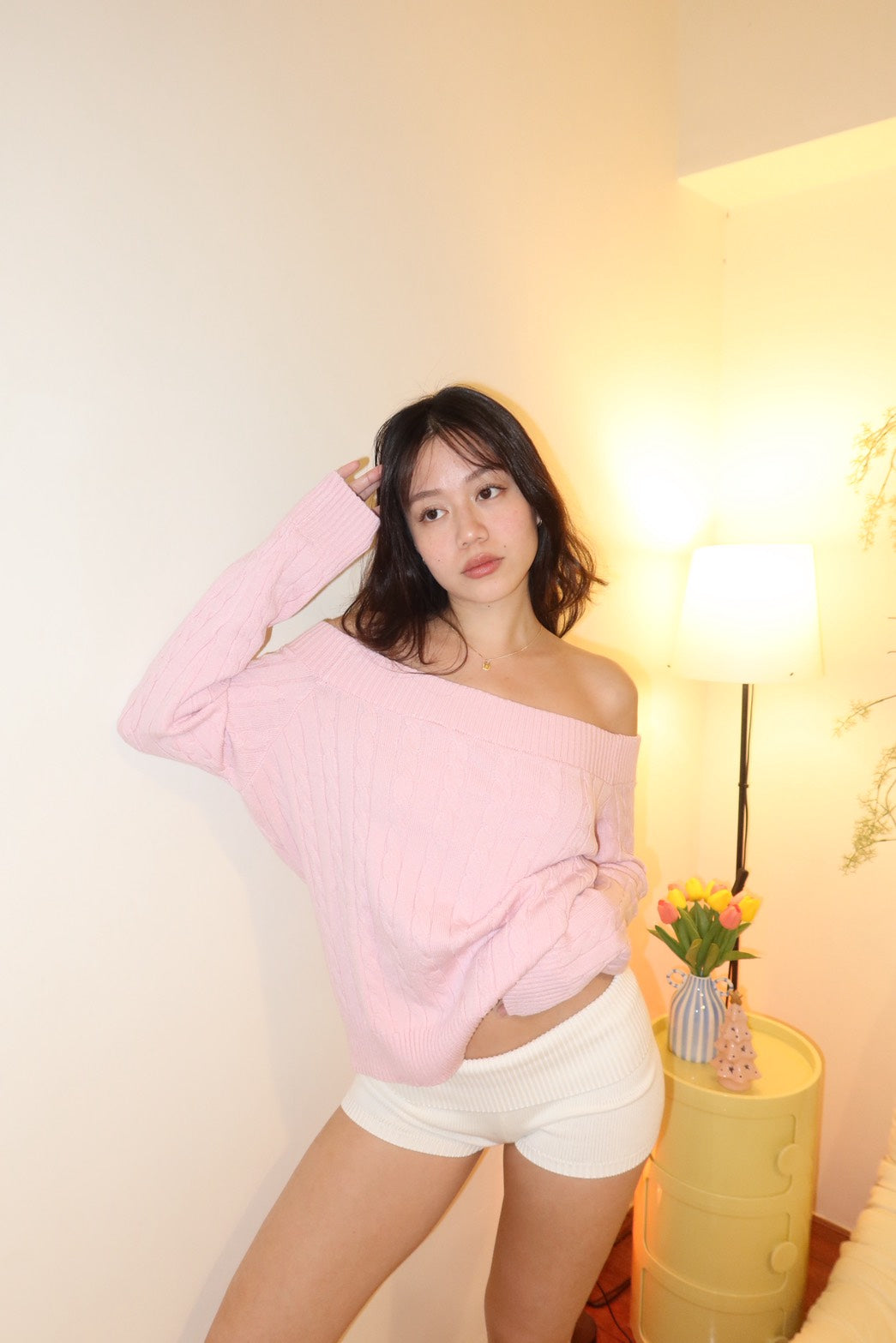 𝐌𝐮𝐬𝐭 𝐛𝐮𝐲! 𝐎𝐟𝐟-𝐬𝐡𝐨𝐮𝐥𝐝𝐞𝐫粉色麻花慵懶 𝐤𝐧𝐢𝐭 𝐭𝐨𝐩🎀🧁