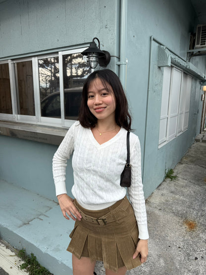 📖𝐞𝐯𝐞𝐫𝐲 𝐝𝐚𝐲 麻花𝐕領針織長袖📰