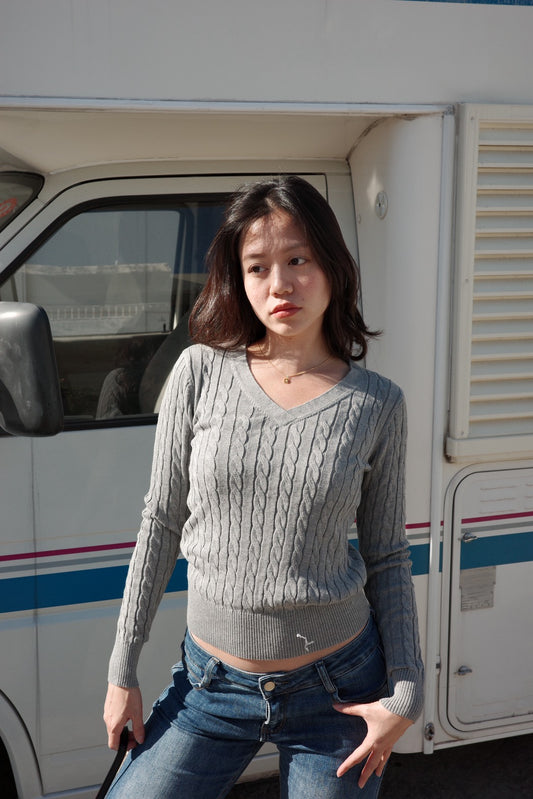 📖𝐞𝐯𝐞𝐫𝐲 𝐝𝐚𝐲 麻花𝐕領針織長袖📰