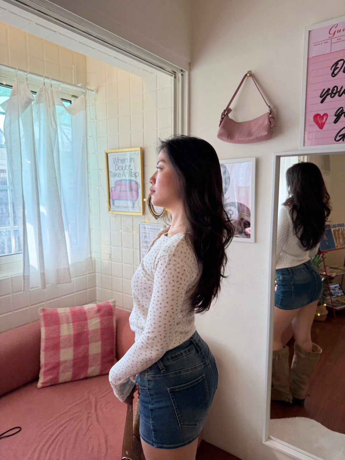 春天必備🥞鬆餅格碎花薄長袖🪻🫐