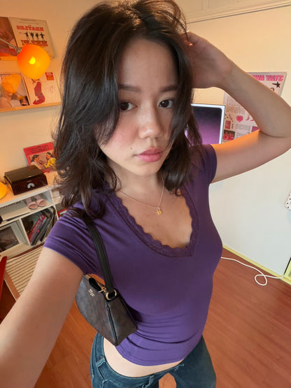 𝐏𝐮𝐫𝐩𝐥𝐞 𝐋𝐚𝐜𝐞 𝐁𝐚𝐛𝐲 𝐓𝐨𝐩 🍇🪽