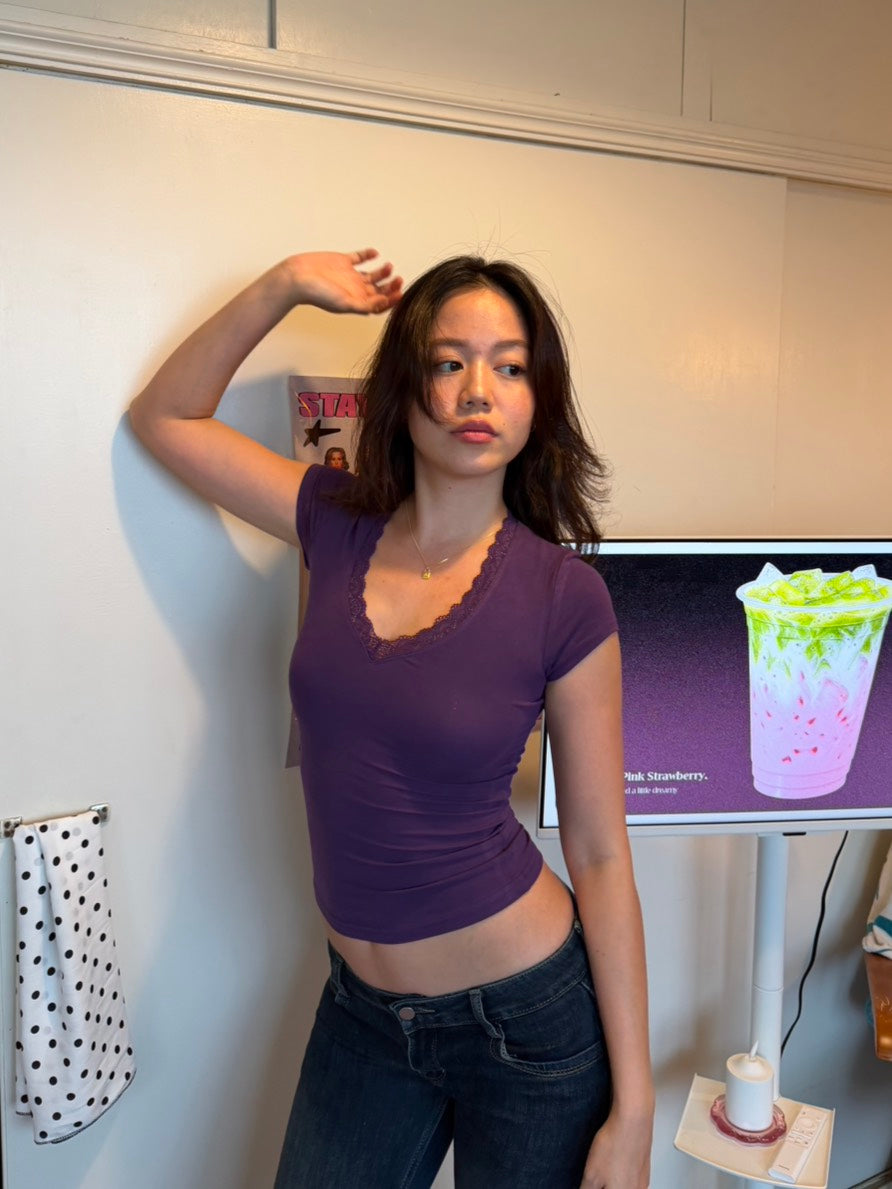 𝐏𝐮𝐫𝐩𝐥𝐞 𝐋𝐚𝐜𝐞 𝐁𝐚𝐛𝐲 𝐓𝐨𝐩 🍇🪽