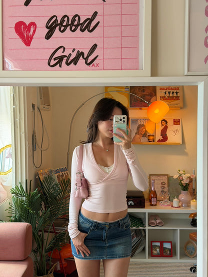 𝘽𝙡𝙪𝙨𝙝 𝙋𝙞𝙣𝙠 𝙒𝙧𝙖𝙥 𝙑-𝙉𝙚𝙘𝙠 𝙏𝙤𝙥୨୧